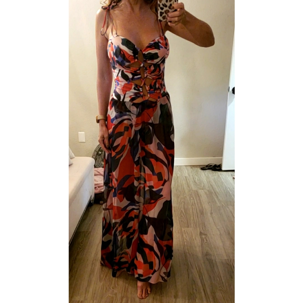 SOLD Patbo Moscow Printed Lace-Up Beach Dress - Picture 7 of 12